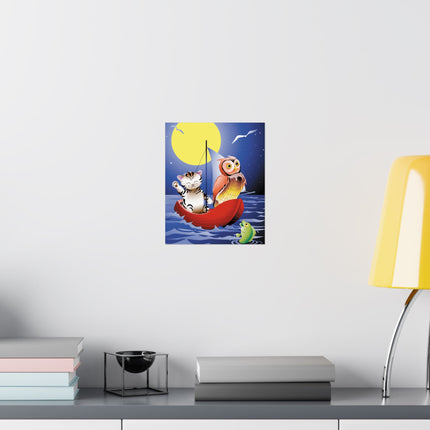 Embarking on a Moonlit Journey Premium Matte Vertical Posters