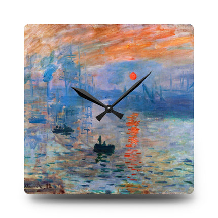 Sunrise by Claude Monet Acrylic Wall Clock, Round and Square