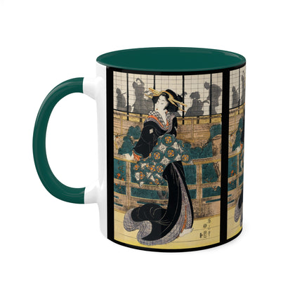 Japanese woman woodcut print by Kikukawa Eizan Colorful Mugs, 11oz