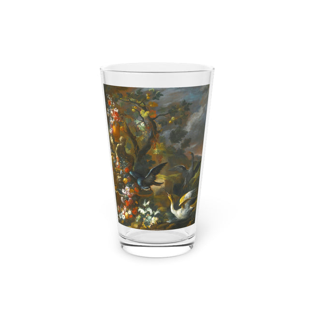 Still Life With Birds Beside An Ornate Fountain Glass, 16oz