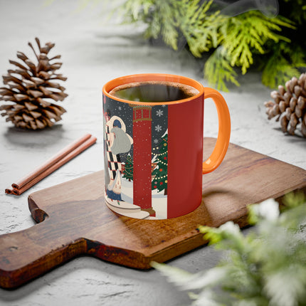 ❄️✨ The Winter Couture Promenade Colorful Mug – Art Deco Holiday Elegance