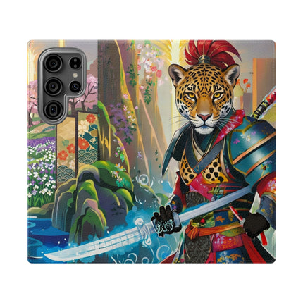 🐆⚔️ Circuit Samurai Jaguar Flip Case – Neon Power & Electric Honor
