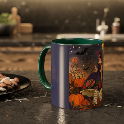 🌙🎃 The Moonlit Garden Walk Colorful Mug – Elegant Halloween Charm