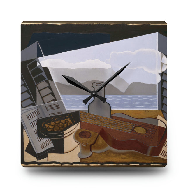 Open Window by Juan Gris Acrylic Wall Clock, Round and Square