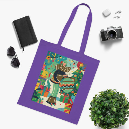 🎄🎁 The Lady Of The Christmas Ornament Cotton Tote Bag – Art Deco Holiday Fantasy
