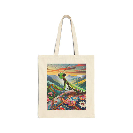 The Joyful Mantis Cotton Canvas Tote Bag