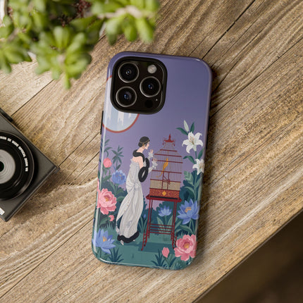 🌸🐦 The Lady Of The Garden Birdcage Phone Case – Art Deco Floral Elegance