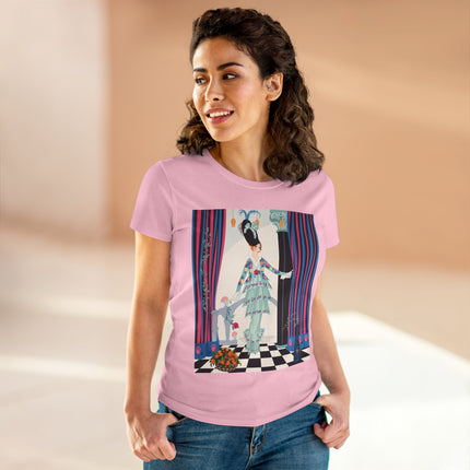 🌸🎭 The Lady Of The Garden Salon Cotton Tee – Art Deco Floral Elegance