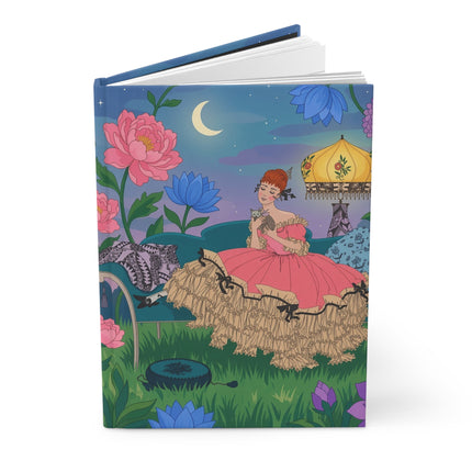 🌙🐈 The Lady Of The Moonlit Garden Hardcover Journal – Art Deco Fashion Illustration