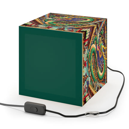 Tibetan Dragon Over Kabuki Duel Light Cube Lamp