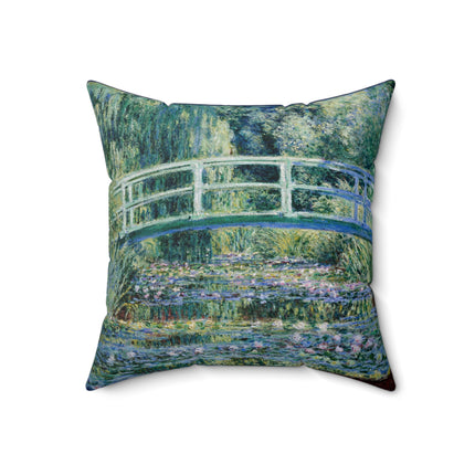Water Lilies and Japanese Bridge by Claude Monet Spun Polyester Square Pillow