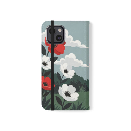 🌺🎩 The Ladies Of The Scarlet Garden Flip Case – Art Deco Floral Adventure