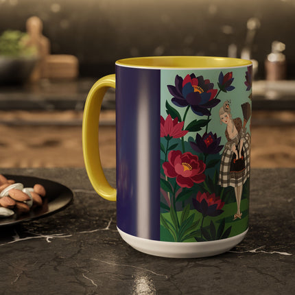 The Lady Of The Lotus Garden Colorful Mugs – Art Deco Botanical Elegance
