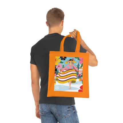 🎄🌸 The Christmas Blossom Belle Cotton Tote Bag – Art Deco Holiday Whimsy