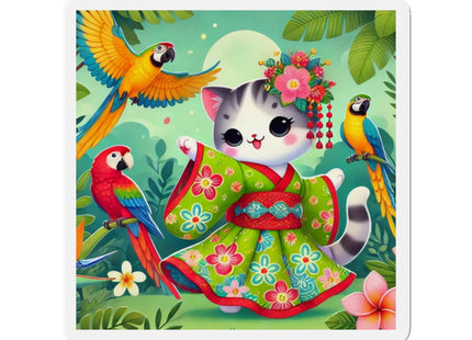 Parrot Dance of the Geisha Kitten Die-Cut Magnets (5 Sizes)