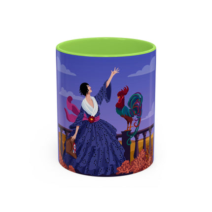 The Dawn Serenade Colorful Mug (11oz, 15oz) – Rooster Beauty, Morning Charm & Art Deco Elegance