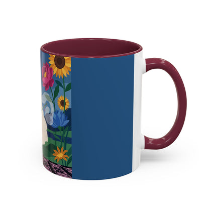 The Lady Of The Golden Parasol Colorful Mugs – Art Deco Botanical Elegance
