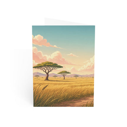 🐆🌅 The Little Cheetah’s Great Savannah Run Greeting Card – Whimsical Animal Adventure