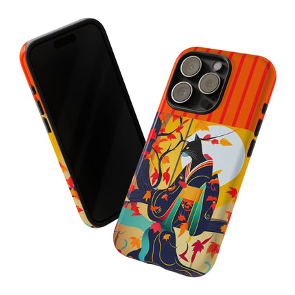 Black Cat in Kimono Phone Cases