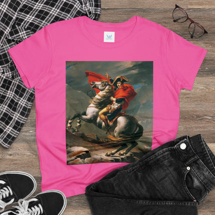 Napoleon Crossing the Alps by Jacques-Louis David Women's Midweight Cotton Tee