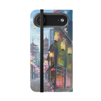 🦚🌸 Techno Plumes Peacock Flip Case – Neon Elegance & Sakura Dreams