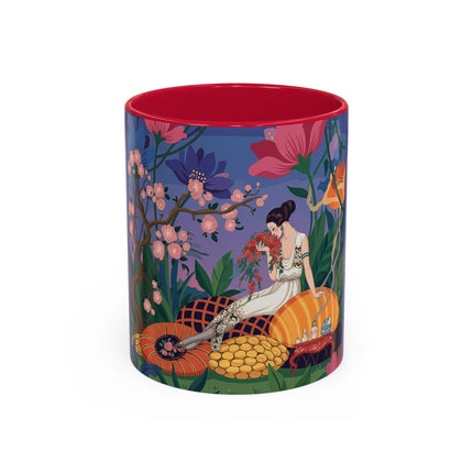 The Garden Of Quiet Reverie Colorful Mugs – Art Deco Botanical Serenity