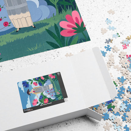 🌸🎩 The Lady Of The Grand Flower Garden Puzzle – Art Deco Fashion Illustration