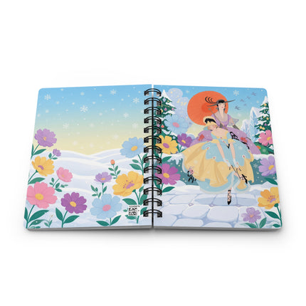🌂❄️ The Winter Parasol Garden Spiral Notebook – Art Deco Holiday Fantasy