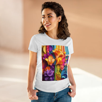 The Graceful Freesia Women's Midweight Cotton Tee