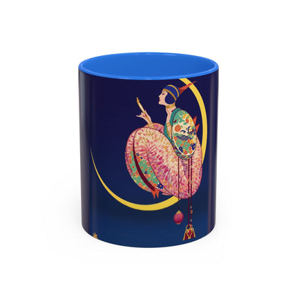 Moonlit Reflections Colorful Mug (11oz, 15oz) – Celestial Elegance, Art Deco Beauty & Dreamy Style