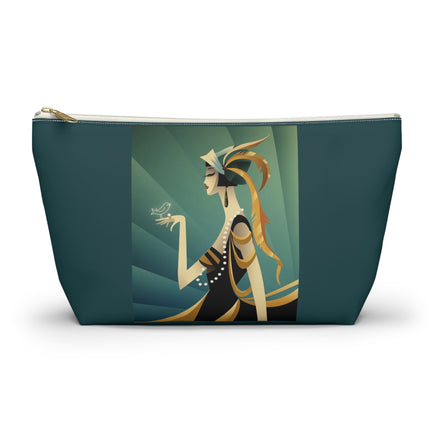 Art Deco Flapper with Bird Cosmetic Bag – Elegant Glamour & Timeless Style