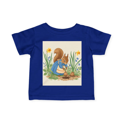 🐿️🌼 The Little Spring Garden Squirrel Infant Fine Jersey Tee – Whimsical Woodland Charm