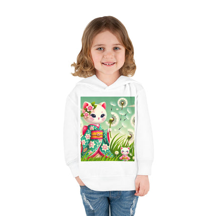 Geisha Kitten and the Dandelion Wish Toddler Pullover Fleece Hoodie