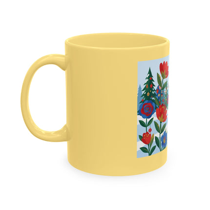 🌹🎄 The Lady Of The Holiday Roses Ceramic Mug – Art Deco Christmas Elegance