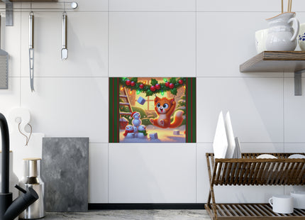 Naughty or Nice Kitten Christmas Ceramic Tile