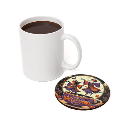 Theatrical Halloween Kabuki Mice on Teacup Cork Back Coaster