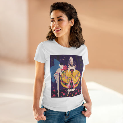 🌹🌙 The Queen Of The Midnight Roses Cotton Tee – Art Deco Garden Fantasy