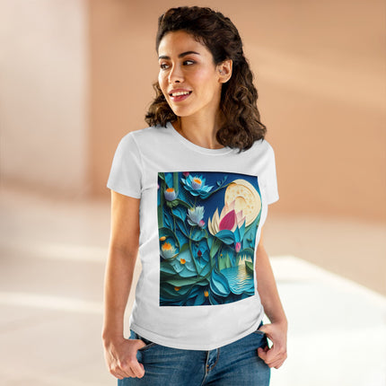 Ethereal Moonlit Lake Women's Midweight Cotton Tee