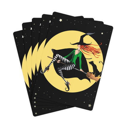 A Witch’s Moonlit Flight Playing Cards