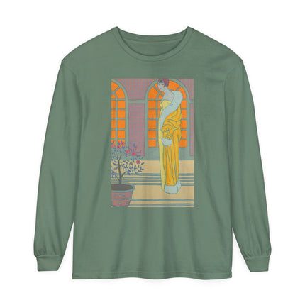 Sur Les Marches Du Jardin by Georges LePape Garment-dyed Long Sleeve T-Shirt