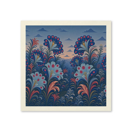 🌸🌄 The Twilight Peacock Blossom Garden Napkins – Art Deco Floral Elegance
