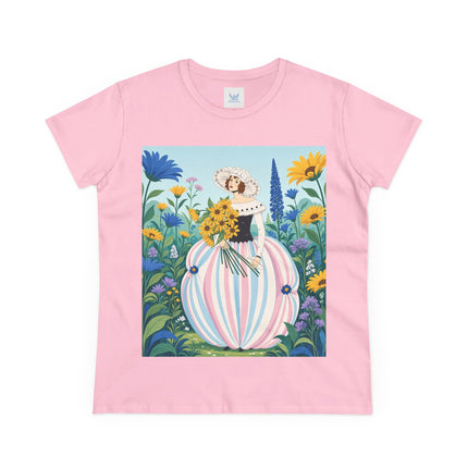 🌻🎀 The Sunflower Garden Bouquet Cotton Tee – Art Deco Floral Elegance