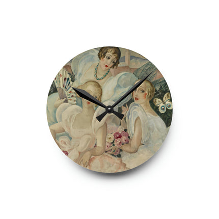 Les Femmes Fatales by Gerda Wegener Acrylic Wall Clock, Round and Square