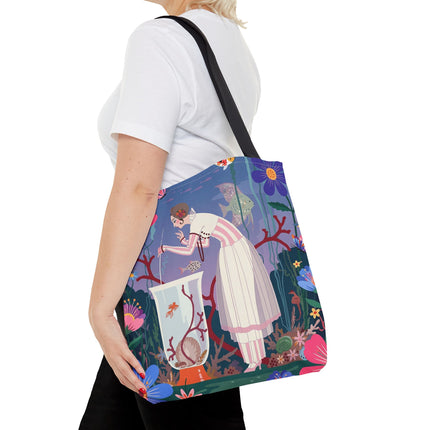 🐠🌸 The Lady Of The Enchanted Aquarium Tote Bag – Art Deco Garden Fantasy