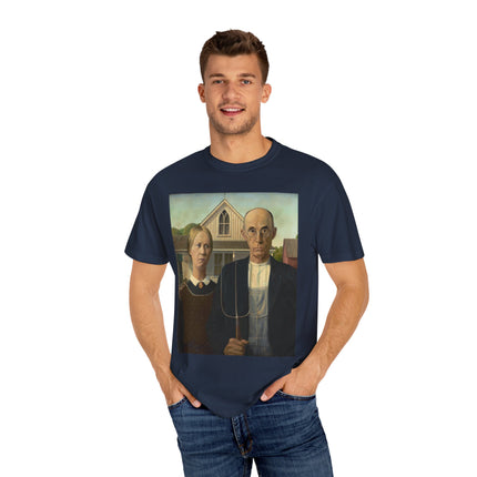 American Gothic by Grant Wood Unisex Garment-Dyed T-shirt