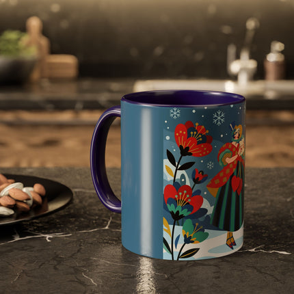 ❤️❄️ The Winter Heart Messenger Colorful Mug – Art Deco Snow Garden Fantasy