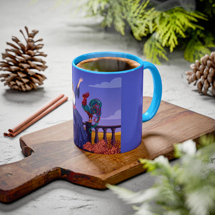 The Dawn Serenade Colorful Mug (11oz, 15oz) – Rooster Beauty, Morning Charm & Art Deco Elegance