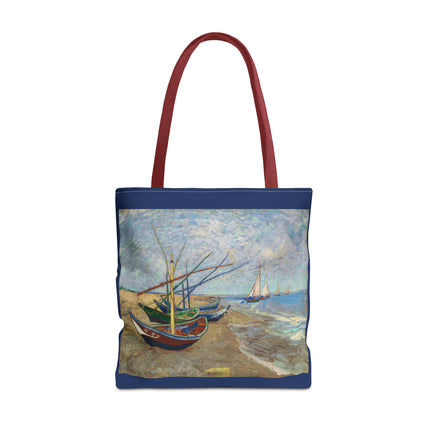 Fishing Boats on the Beach at Saintes-Maries by Vincent Van Gogh Tote Bag (AOP)