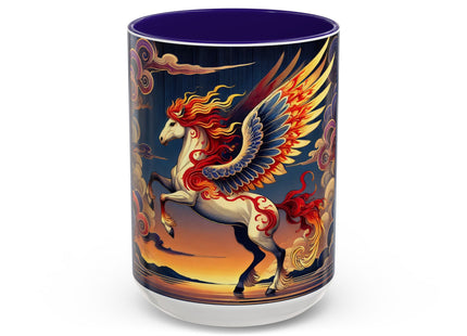 Flame-Winged Horse at Sunset Colorful Mugs (11oz, 15oz)