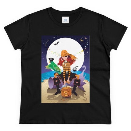 Moonlit Pirate Halloween Women's Midweight Cotton Tee